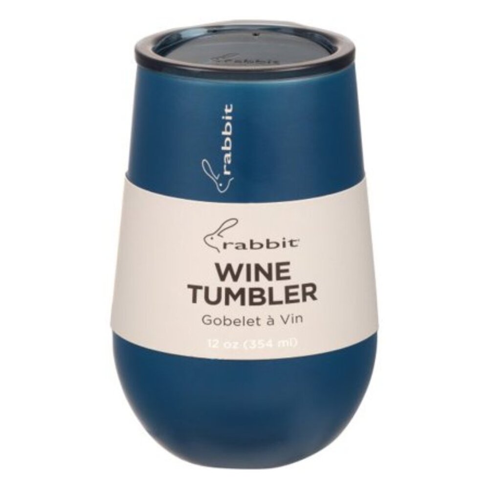 NWT 3-Pack Rabbit Stainless Steel Wine Tumbler Navy Blue 12 oz